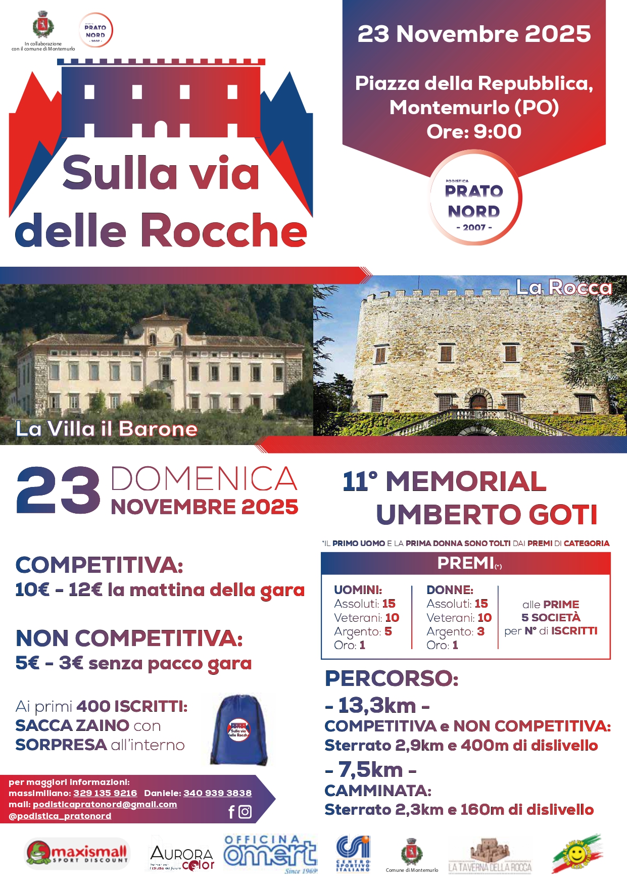 Montemurlo, sport e natura si incontrano: domenica la corsa “Sulla via delle Rocche”