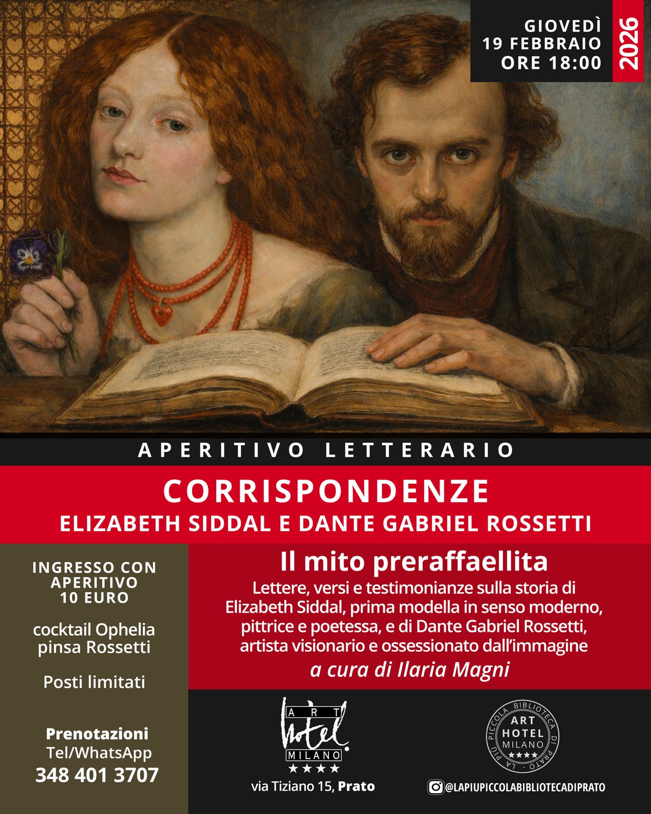 All’Art Hotel Milano prosegue la rassegna ‘Corrispondenze’: protagonisti Elizabeth Siddal e Dante Gabriel Rossetti