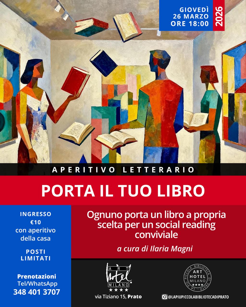 All’Art Hotel Milano torna ‘Porta il tuo libro’: l’aperitivo letterario tra arte, lettura e benessere