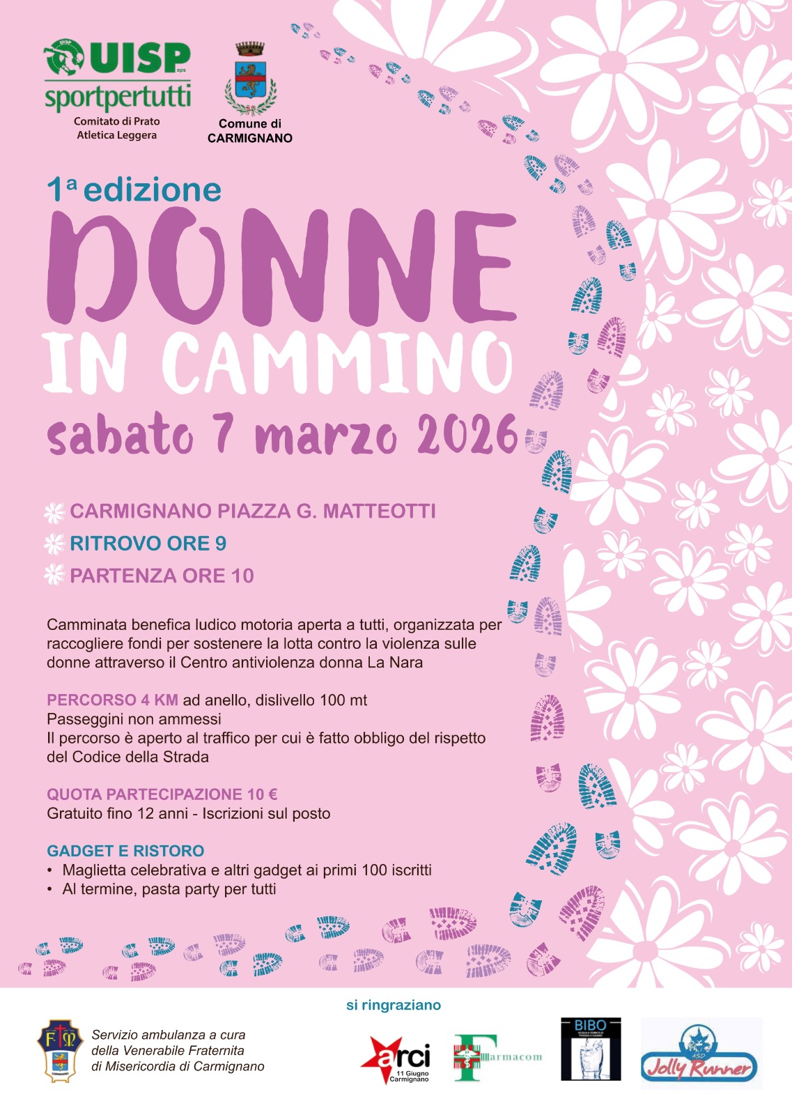 Una passeggiata contro la violenza sulle donne: a Carmignano Uisp e Comune organizzano ‘Donne in Cammino’