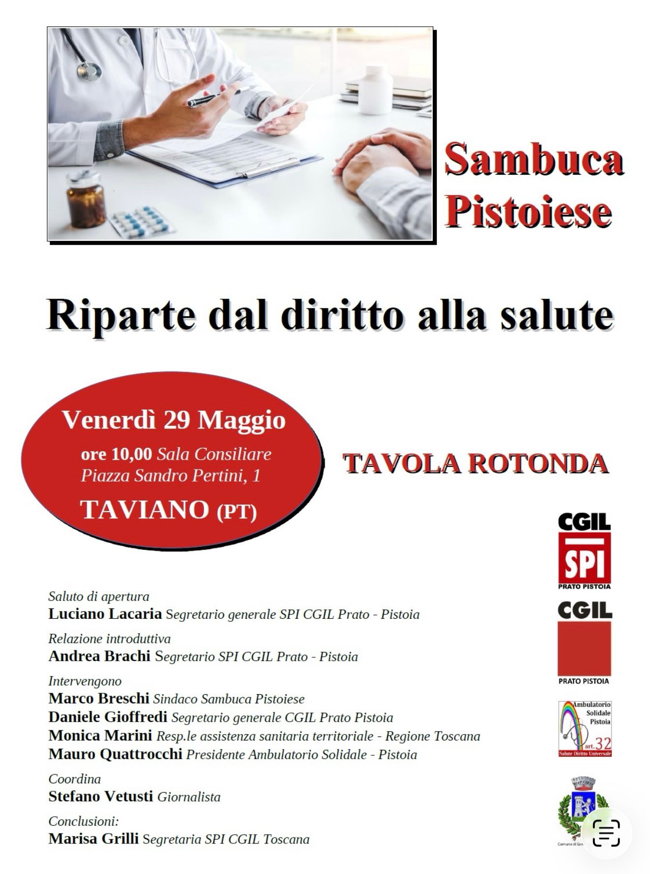Diritto alla salute nelle aree interne, a Taviano la tavola rotonda promossa da Cgil e Spi Cgil