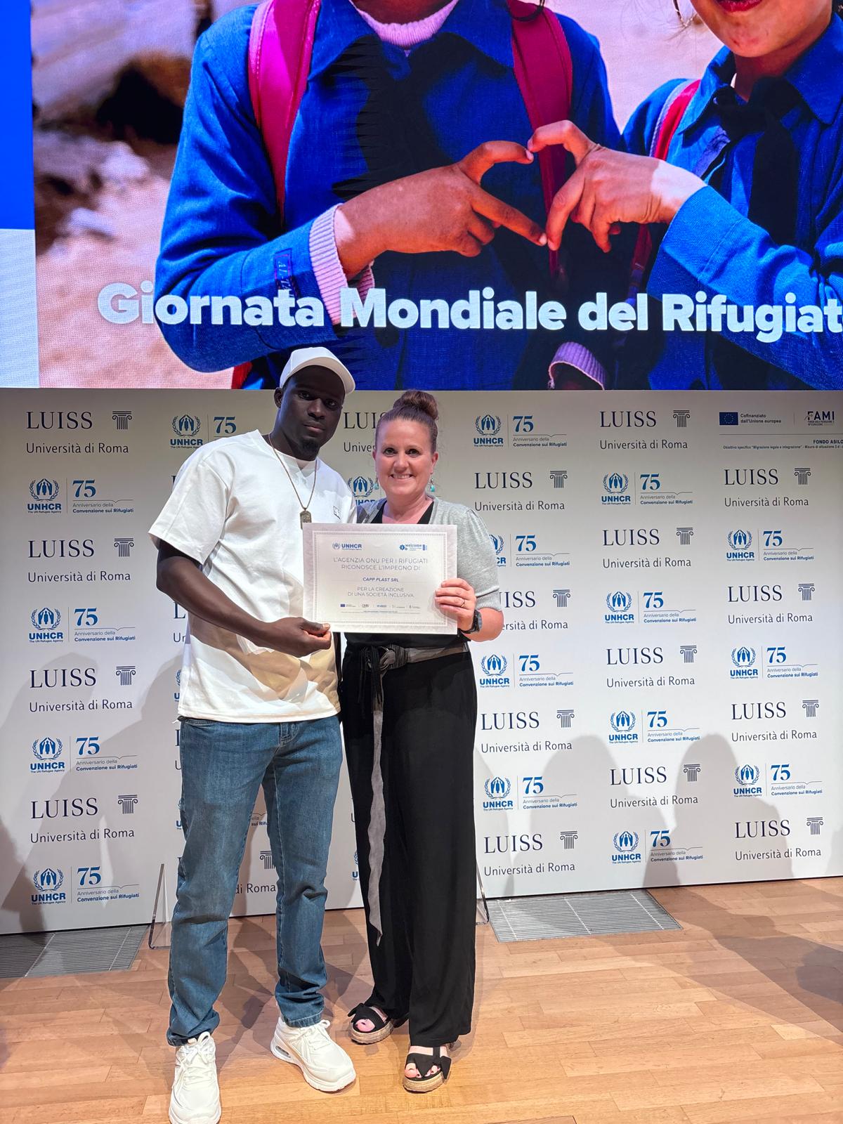 Inclusione lavorativa e sociale dei rifugiati, Capp Plast premiata per il secondo anno consecutivo da Unhcr Italia