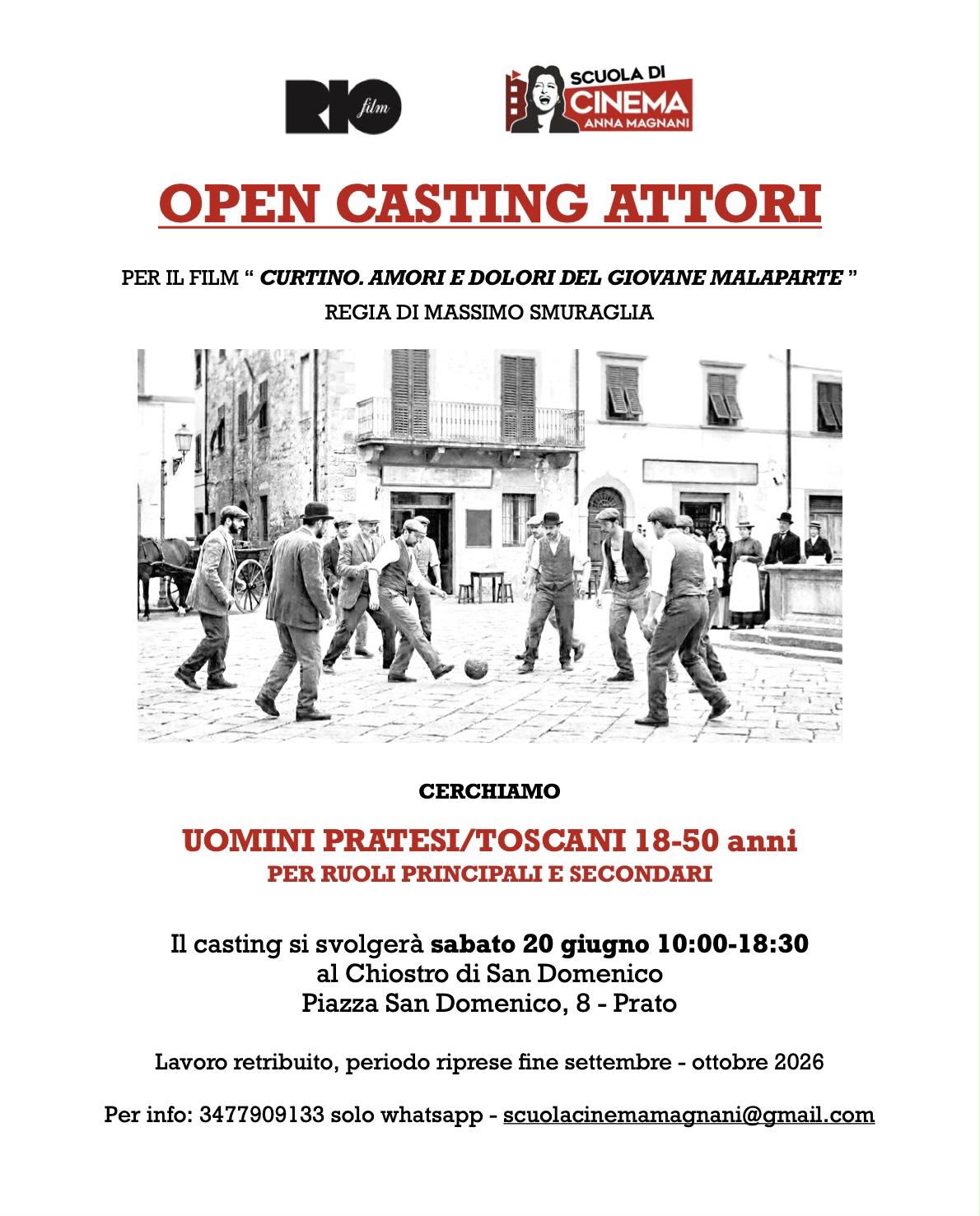 ‘Curtino’, continuano i casting a Prato per la ricerca di attori maschi tra i 18 e i 50 anni per il film su Malaparte