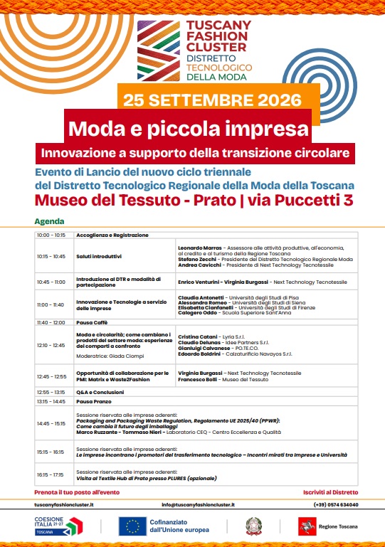 Distretto Tecnologico Regionale della Moda, a Prato l’evento di lancio: “Occasione di innovazione e sviluppo sostenibile per la piccola e media impresa”