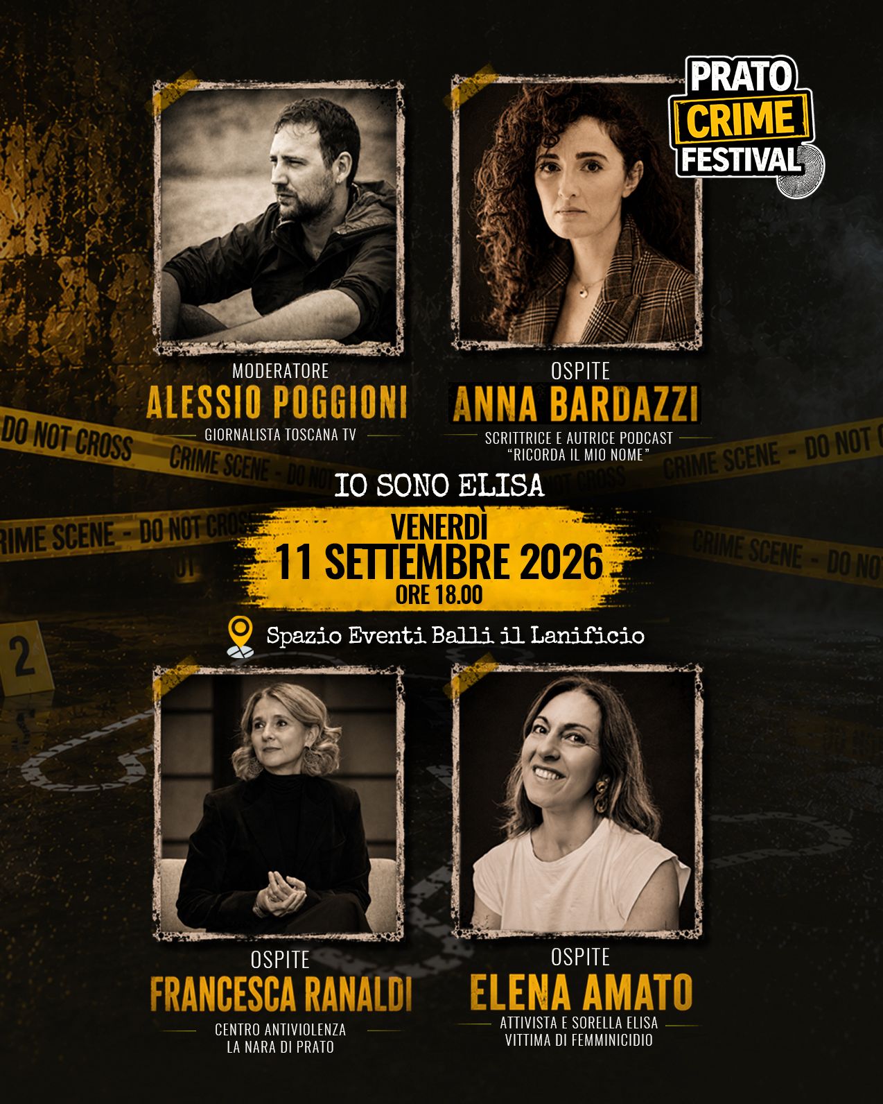 Prato Crime Festival, si parte con gli eventi gratuiti. Protagonisti anche Balli il Lanificio e Palazzo Vaj