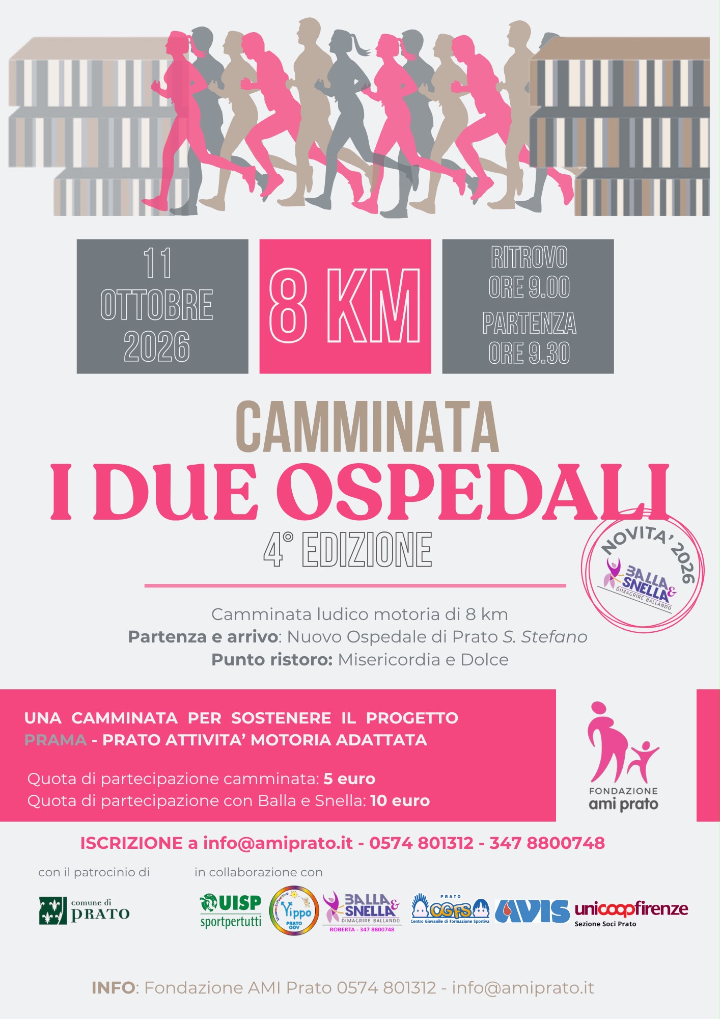 Torna la camminata “I due ospedali” promossa dalla Fondazione Ami. Otto chilometri di solidarietà per sostenere il progetto Prama