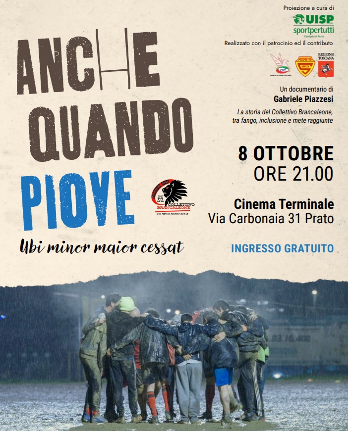 Il rugby come modello di inclusione: Uisp Prato organizza la proiezione del lungometraggio ‘Anche quando piove’